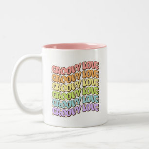 Groovy Love Daisy Retro Regenboog Tweekleurige Koffiemok