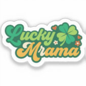 Groovy Lucky Mama Clover Retro 70s Floral Sticker (Voorkant)