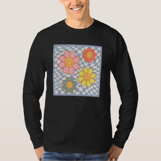 Groovy Madeliefje Bloem Gelukkig Gezicht Hippie Ge T-shirt