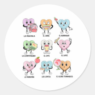 Groovy Maestra Valentijnsdag Spaans Docent Dual Ronde Sticker