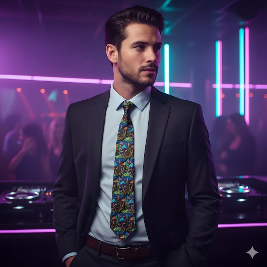 Groovy Magic Mushrooms - Retro Art Stropdas