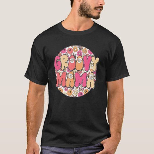 Groovy Mama Hippie Retro Daisy Flower Face H T-shirt (Voorkant)