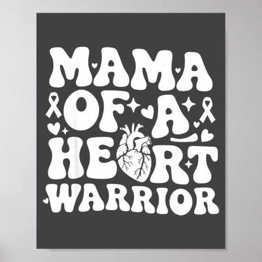 Groovy Mama Of A Heart Warrior Chd Awareness Heart Poster (Voorkant)