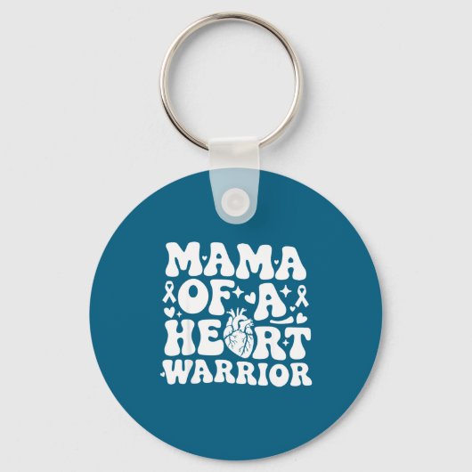 Groovy Mama Of A Heart Warrior Chd Awareness Heart Sleutelhanger (Voorkant)