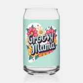 Groovy Mama Retro Bloemen 70s Esthetisch Ontwerp Blikvorm Glas (Achterkant)