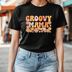 Groovy Mama   Typografie Retro 70s Bloemen T-shirt