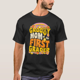 Groovy mama van de Eerste Grader Retro Wavy 70s Vi T-shirt