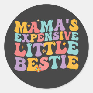 Groovy Mama's Dure Kleine Bestie Retro Ronde Sticker