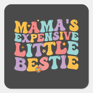 Groovy Mama's Dure Kleine Bestie Retro Vierkante Sticker