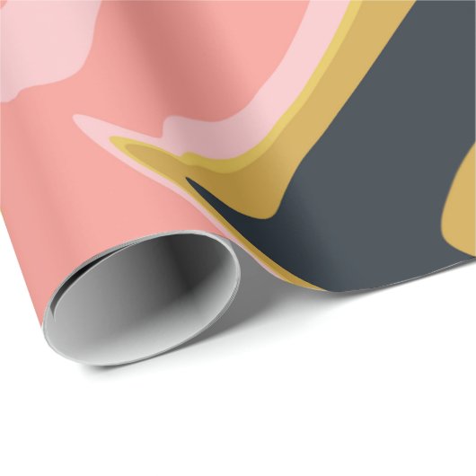 Groovy Marbel Roze Mosterd Swirl Retro 60s Cadeaupapier (Rol Hoek)