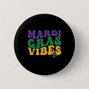 Groovy Mardi Gras Vibes Carnaval kralen Funny Mard Ronde Button 5,7 Cm