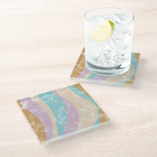Groovy Marmer Draaikolken Pastel Hart Stempels Glazen Onderzetter