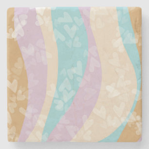 Groovy Marmer Draaikolken Pastel Hart Stempels Stenen Onderzetter