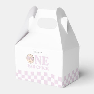 Groovy meisje geruit gelukkig gezicht   1e verjaar bedankdoosjes