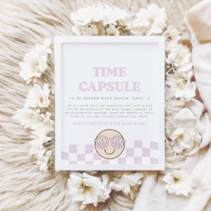 Groovy meisje geruit gelukkig gezicht   Tijdcapsul Poster