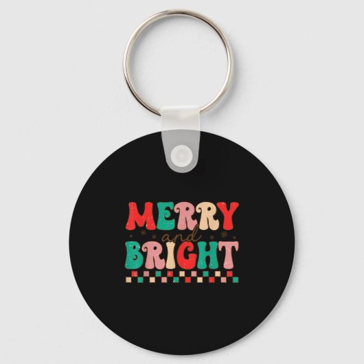 Groovy Merry And Bright Christmas Matching Family Sleutelhanger (Voorkant)
