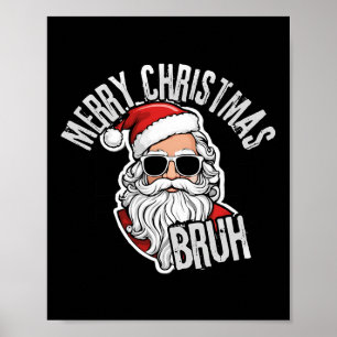 Groovy Merry Christmas Santa Burh Geruit Retro Poster