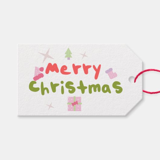 Groovy Merry kerstboomballetjes Cadeaulabel (Voorkant (Horizontaal))