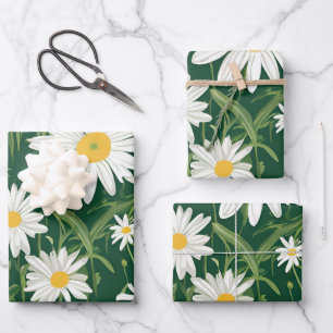 Groovy Mid Century Modern Daisy Floraal Inpakpapier Vel