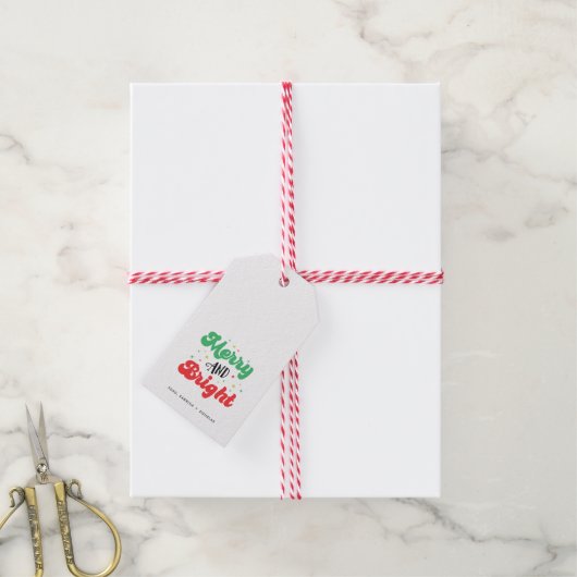 Groovy-minimalistische kerst cadeaulabel (Met Touw)