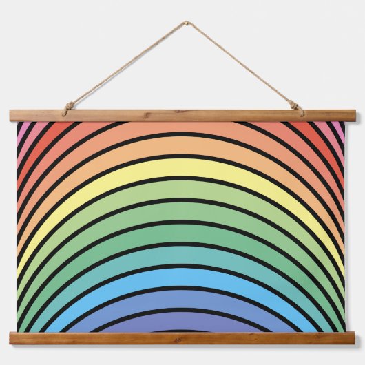 Groovy Mod Kleurrijke Funky Retro Abstracte Regenb Hangend Wandkleed (Voorkant)