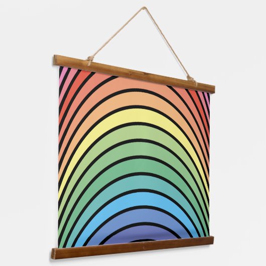 Groovy Mod Kleurrijke Funky Retro Abstracte Regenb Hangend Wandkleed (Gebogen)