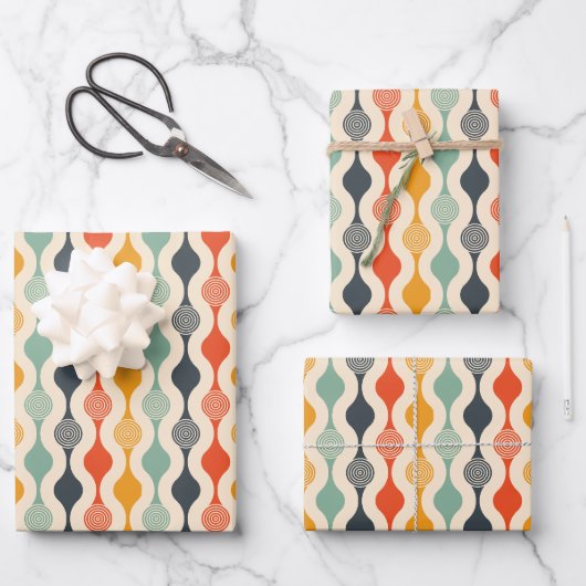 Groovy Mod Stripe Patroon Inpakpapier Vel (Voorkant)