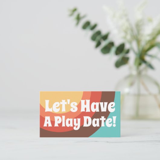 Groovy Modern Retro Bright Laten we een speeldatum Contactkaartje (Staand voorkant)