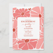 Groovy modern roze daisy verloving kaart (Voorkant)