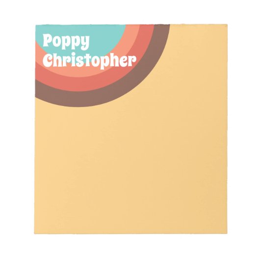 Groovy Moderne Retro Kleurrijke Curves Gepersonali Notitieblok (Voorkant)