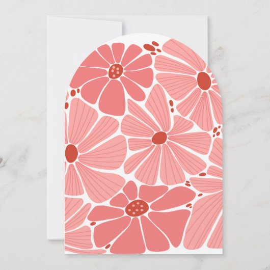 Groovy moderne roze daisy bruiloft uitnodiging (Achterkant)