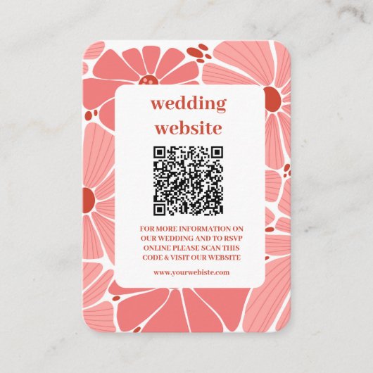 Groovy moderne roze madeliefje bruiloft informatiekaartje (Voorkant)