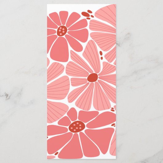 Groovy moderne roze madeliefje bruiloft menu (Achterkant)