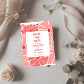 Groovy moderne roze madeliefje bruiloft save the date