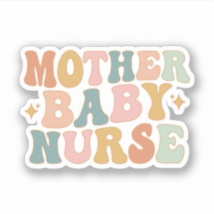 Groovy Moeder Baby Zuster Gift, Postpartum Zurse Sticker
