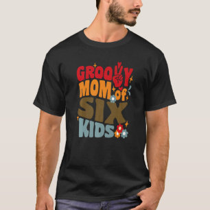Groovy moeder van zes Kinder retro wavy 70s mot T-shirt