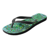 Groovy Monogram Neon Green Peacock Feathers Flip F Teenslippers (Schuin)