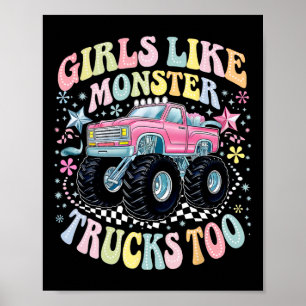 Groovy Monster Truck Verjaardag Meisjes zoals Mons Poster