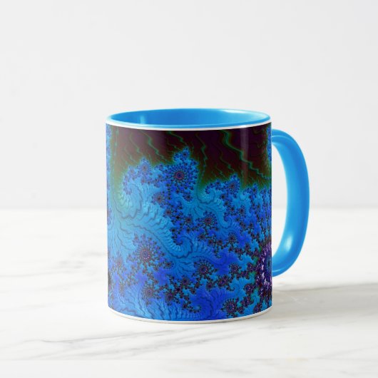 Groovy Moody Blue Fractal Mandelbrot Spirals Mok (Voorkant rechts)