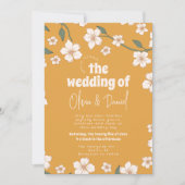 Groovy Mosterd Floral Wedding Kaart (Voorkant)