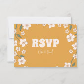 Groovy Mosterd Floral Wedding RSVP Kaartje (Voorkant)
