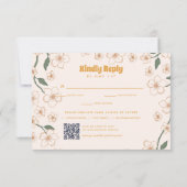Groovy Mosterd Floral Wedding RSVP Kaartje (Achterkant)