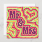 Groovy Mr & Mrs Uitnodiging/Aankondiging Kaart (Voorkant / Achterkant)