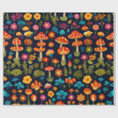 Groovy Mushroom & Flower Pattern Cadeaupapier (Vlak)