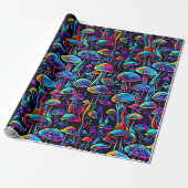 Groovy Mushrooms Patroon Cadeaupapier (Uitgerold)