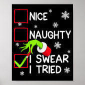 Groovy Naughty I Swear I Tried Christmas Xmas Men Poster (Voorkant)
