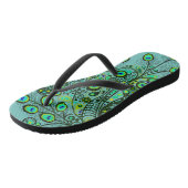 Groovy neon groene pauw teenslippers (Schuin)