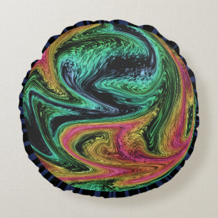 Groovy Neon Marble Rond Kussen