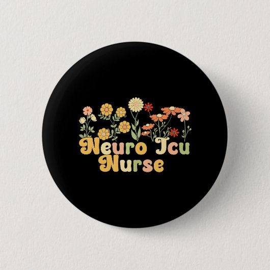 Groovy Neuro ICU Verpleegkundige Bloemen Neuro ICU Ronde Button 5,7 Cm (Voorkant)