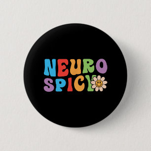 Groovy Neurospicy - Neurodivergent ADHD Autisme Ronde Button 5,7 Cm